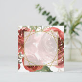 赤空白のバラと金ゴールド結婚式招待状 招待状 (スタンド正面)