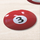 赤第3ビリヤードの玉突の玉 ラウンドペーパーコースター (アングル)