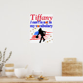 赤米国国旗のバスケッ感動的トボールポスター ポスター (キッチン)