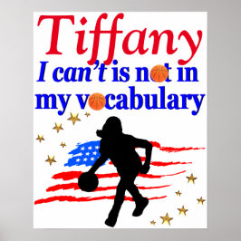 赤米国国旗のバスケッ感動的トボールポスター ポスター