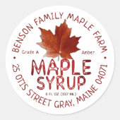 赤糖メープルリーフ付メープルシロップのラベル ラウンドシール (正面)