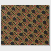 赤糖金ゴールドスカル頭蓋 ラッピングペーパー (フラット)