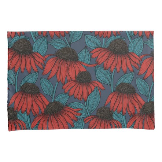 赤紅花 枕カバー (正面右)