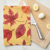 赤紅葉の水色 キッチンタオル (四つ折り)