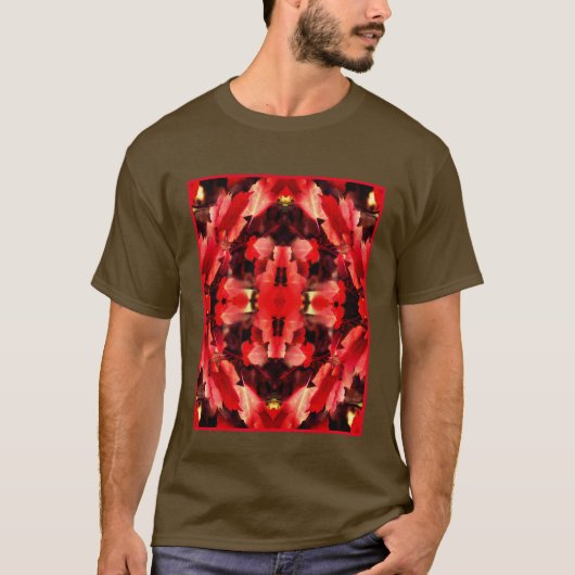 赤紅葉絵画自然抽象芸術 Tシャツ (正面)