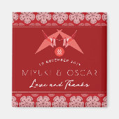 赤紙クレーン桜アジアのウェディングパーティーの好意 マグネット (正面)