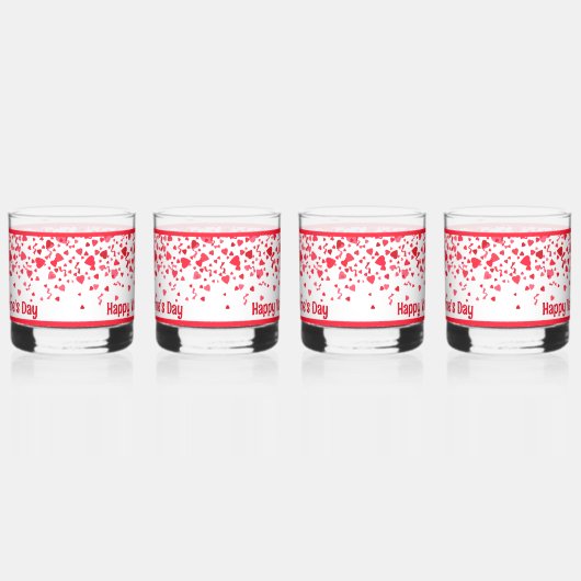 赤紙吹雪ハートパーソナライズされたバレンタイン ウイスキーグラス (右)