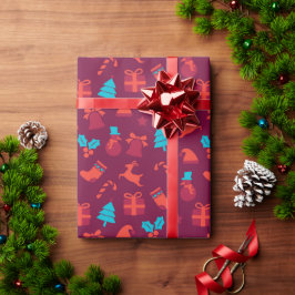 赤素晴らしクリスマスギフト包装紙 ラッピングペーパー