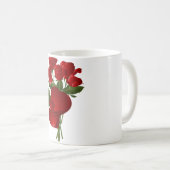 赤素晴らしバラとハート コーヒーマグカップ (正面右)