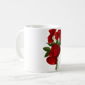 赤素晴らしバラとハート コーヒーマグカップ (正面左)