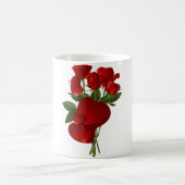 赤素晴らしバラとハート コーヒーマグカップ (中央)