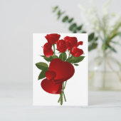 赤素晴らしバラとハート ポストカード (スタンド正面)