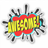 赤素晴らしポップ・アートの色4"ビニルにバーストArt Yellow シール (正面)