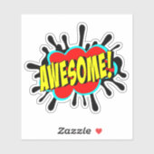 赤素晴らしポップ・アートの色4"ビニルにバーストArt Yellow シール (シート)