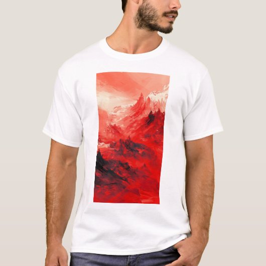赤素晴らし中国の花柄Tシャツ Tシャツ (正面)