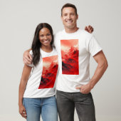 赤素晴らし中国の花柄Tシャツ Tシャツ (ユニセックス)