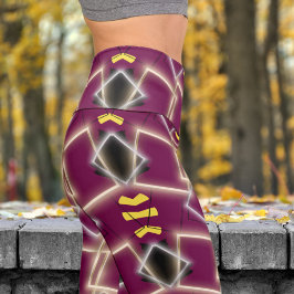 赤素晴らし枠金ゴールドヨガ カプリレギンス