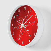 赤素晴らし白の数字アクセント正方形の壁時計 壁時計 (傾斜)