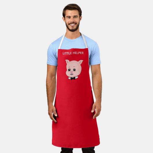 赤素晴らし豚 エプロン (着用した状態)