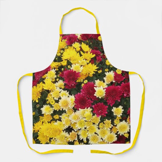 赤素晴らし金ゴールド秋菊の花 エプロン (正面)
