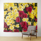 赤素晴らし金ゴールド秋菊の花 タペストリー (インサイチュ(横))