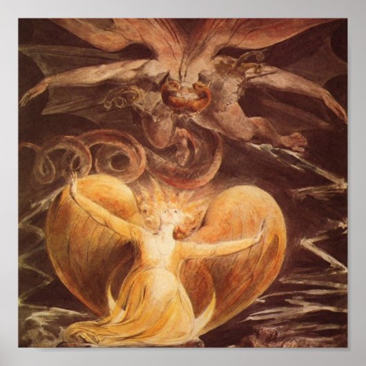 赤素晴らし龍と太陽の服を着た女性 ポスター (正面)