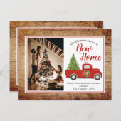 赤素朴いクリスマストラックツリー新しいアドレス移動 ポストカード (正面/裏面)