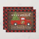 赤素朴いクリスマストラックプレイド木材引っ越しました ポストカード (正面/裏面)