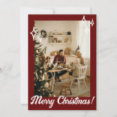 赤素朴いマルーンの写真メリー家族のクリスマス シーズンカード (正面)