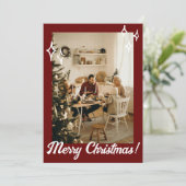 赤素朴いマルーンの写真メリー家族のクリスマス シーズンカード (スタンド正面)