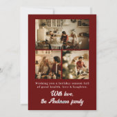 赤素朴いマルーンの写真メリー家族のクリスマス シーズンカード (裏面)