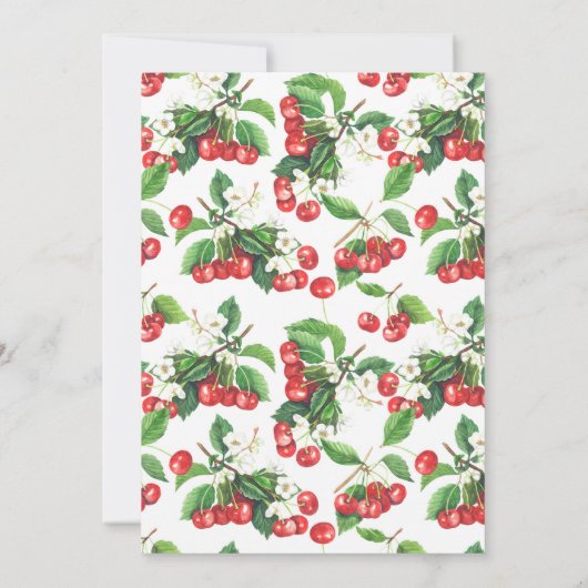 赤素朴さくらんぼリース女の子の赤ちゃんシャワー 招待状 (裏面)