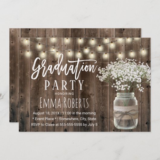 赤素朴ちゃんの呼吸フローラジャールウッド卒業 招待状 (正面/裏面)