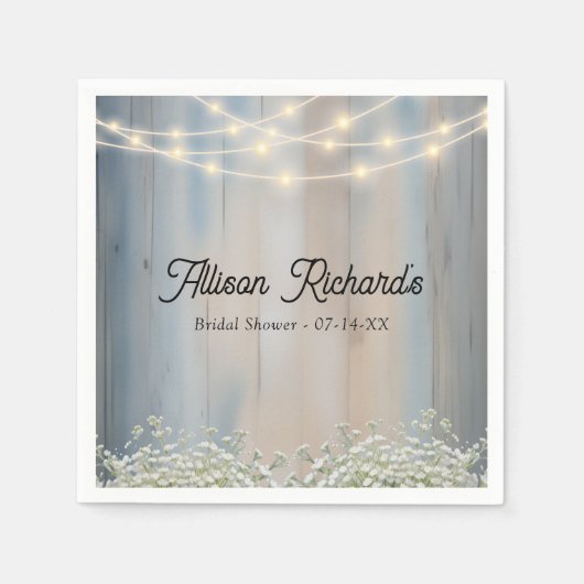 赤素朴ちゃんの息とストリングライト結婚 スタンダードカクテルナプキン (正面)