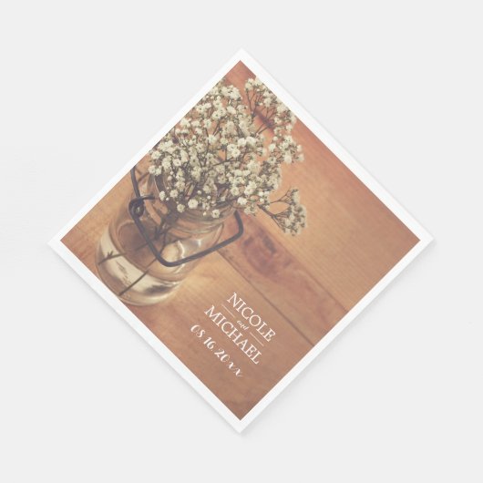 赤素朴ちゃんの息のメイソンのジャー結婚ウッド スタンダードランチョンナプキン (角)