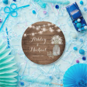 赤素朴ちゃんの息のメイソンの瓶の光結婚の ペーパープレート (パーティー)