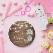 赤素朴ちゃんの息のメイソンの瓶の光結婚の ペーパープレート (パーティー)