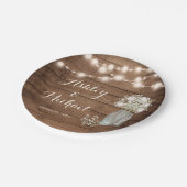 赤素朴ちゃんの息のメイソンの瓶の光結婚の ペーパープレート (アングル)