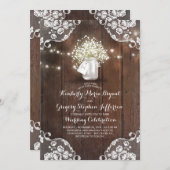 赤素朴ちゃんの息のメイソンの瓶ライツレース結婚の 招待状 (正面/裏面)