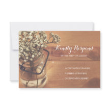 赤素朴ちゃんの息のメイソンjar木製ウェディングRSVP