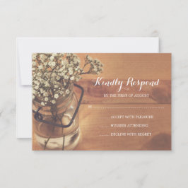 赤素朴ちゃんの息のメイソンjar木製ウェディングRSVP 出欠カード