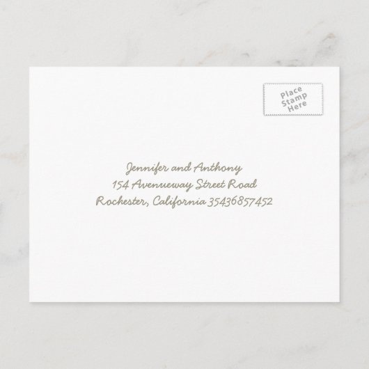 赤素朴ちゃんの息の国の結婚式RSVP インビテーションポストカード (裏面)