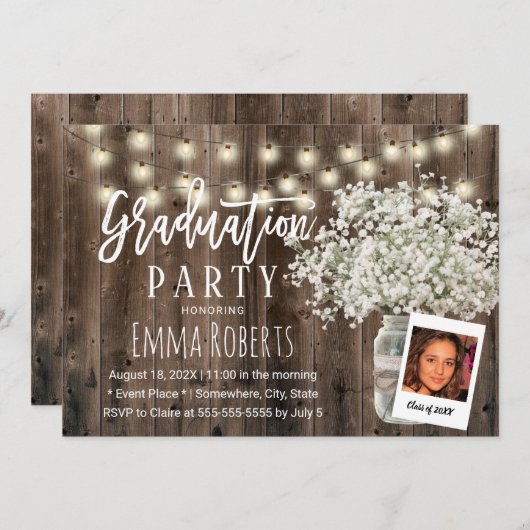 赤素朴ちゃんの息フローラ瓶の写真卒業 招待状 (正面/裏面)