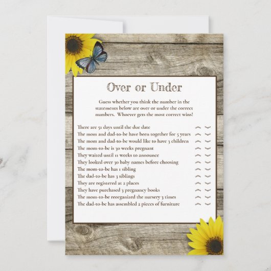 赤素朴ちゃんシャワーの上または下のひまわり 招待状 (正面)