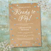 赤素朴ちゃんシャワーの準備ができてポップ・アートのいる青い愛のハート 招待状