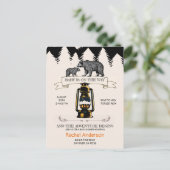 赤素朴ちゃんシャワーウッドランドワイルダネスベア インビテーションポストカード (スタンド正面)