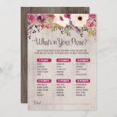 赤素朴ちゃんシャワーゲーム財布の中身 招待状 (正面/裏面)