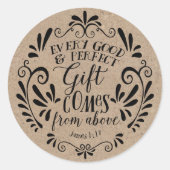 赤素朴ちゃんシャワーメッセージカード、Kraft上のスクリプト ラウンドシール (正面)