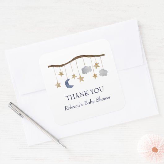 赤素朴ちゃんシャワー夜空モバイル スクエアシール (封筒)