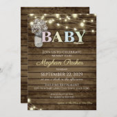 赤素朴ちゃんシャワー木文字と赤ちゃんの息 招待状 (正面/裏面)